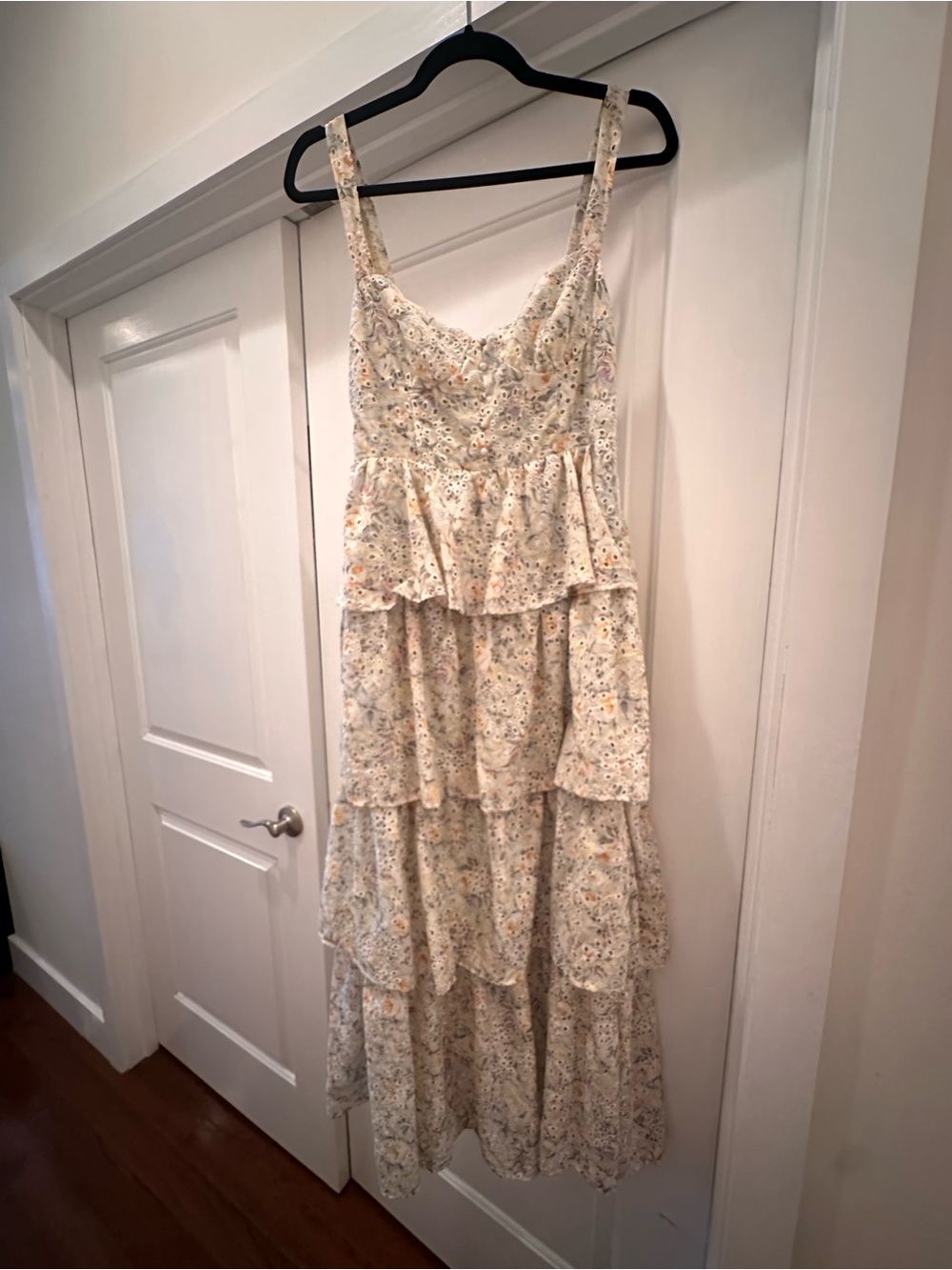 Astr Tiered Cream Floral Maxi Dress